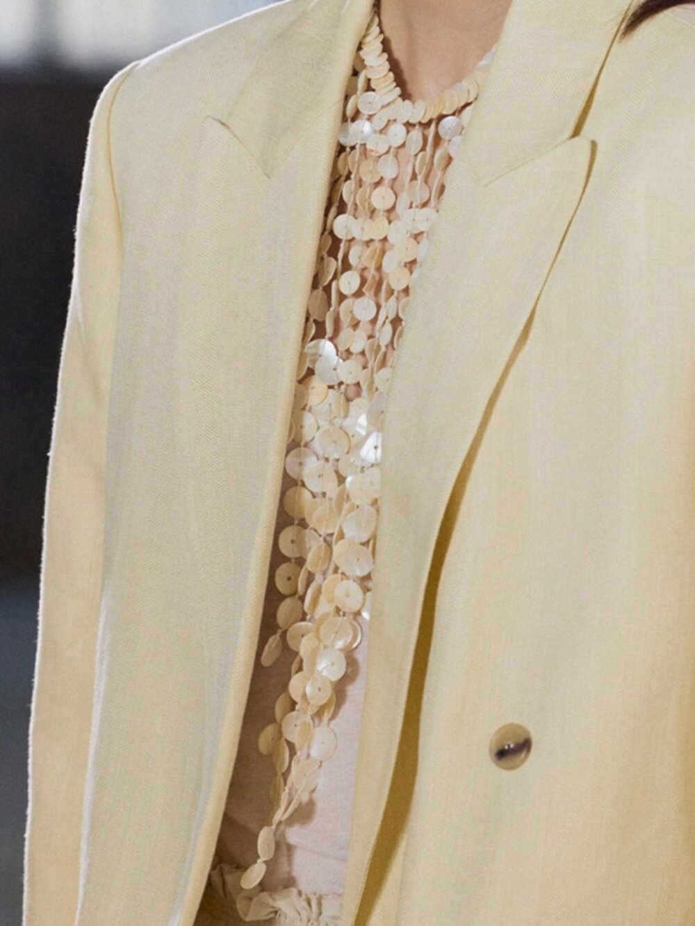 ZARA Shell Tassel Statement Necklace Layered Boho Beach Bib Cream NWOT